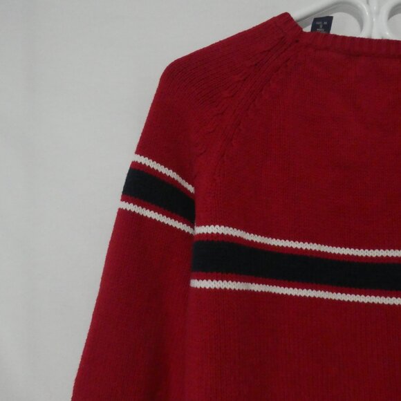 JOHN ASHFORD | small | Striped Red Knit Crewneck Sweater - Picture 10 of 16
